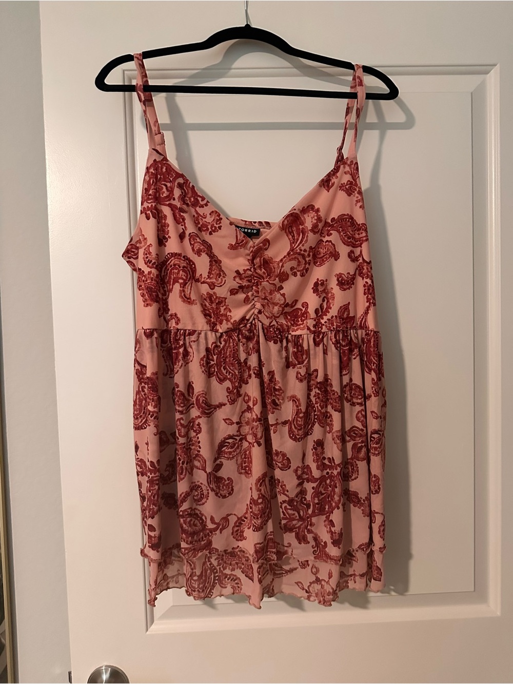 torrid Pink Camisole Top with Red Paisley Print